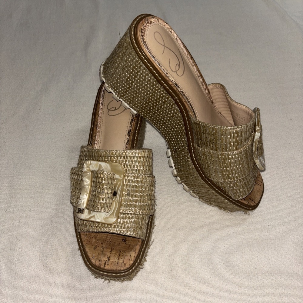 Sam Edelman Women's Livi Buckle Platform Wedge Espadrille Sandals‎ 9.5